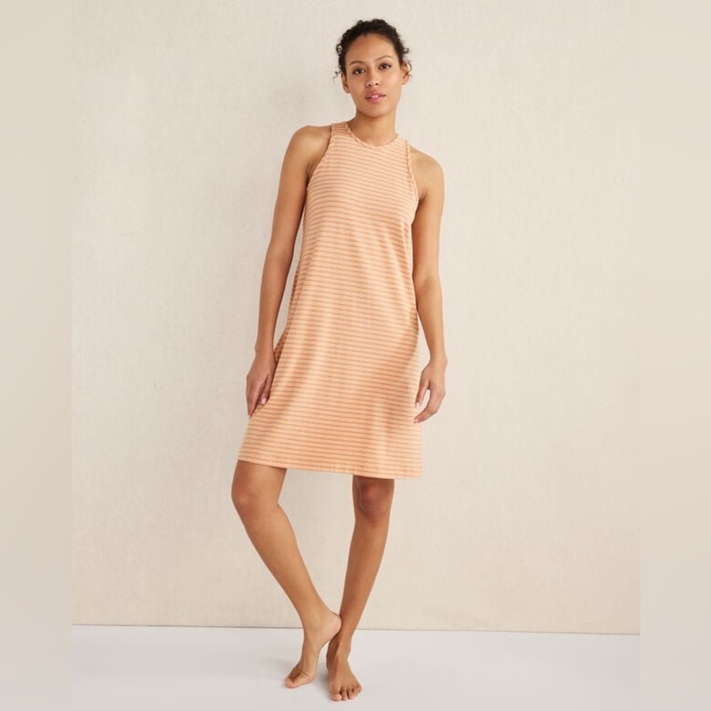 Haven Well Within Orange & White Striped Mini Dress - Size Large